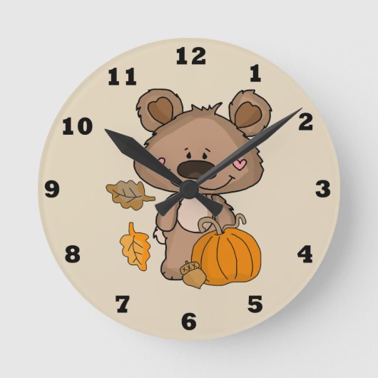 Cute Boppy Beer Autumn Clock Ronde Klok (Voorkant)