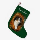 Cute Border Collie Blue Merle Dog - Gepersonalisee Kleine Kerstsok (Voorkant (Hangend))