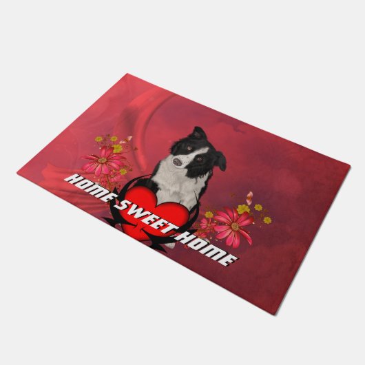 Cute border collie deurmat (Schuin)