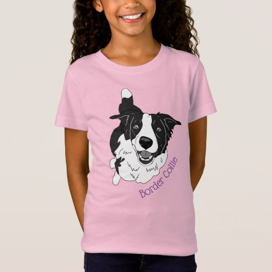 Cute Border Collie Dog Cartoon T-Shirt (Voorkant)