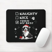 Cute Border Collie Dog Christmas Naughty Nice Trie Muismat (Met muis)
