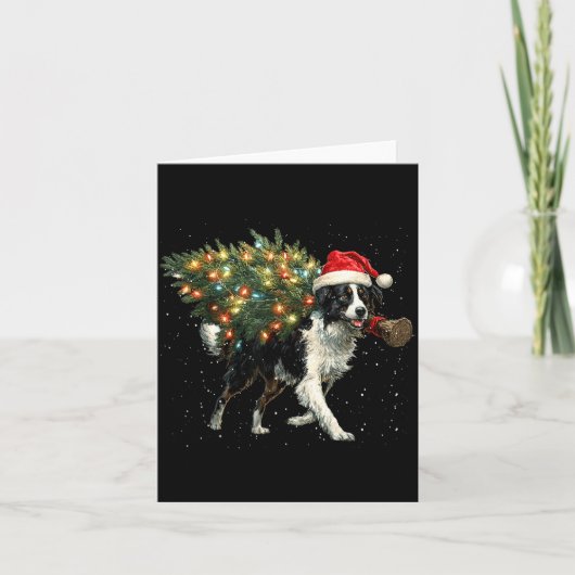 Cute Border Collie Dog In A Christmas Tree For Men Kaart (Voorkant)