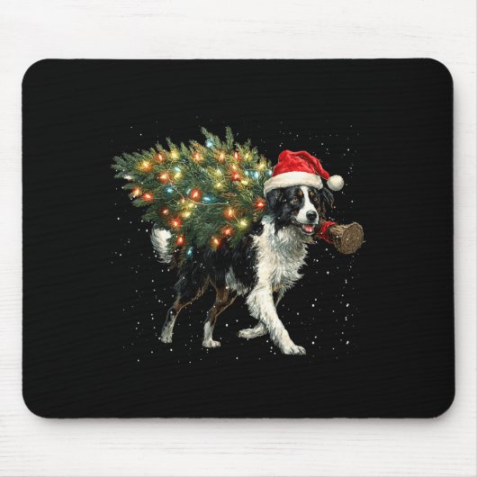 Cute Border Collie Dog In A Christmas Tree For Men Muismat (Voorkant)