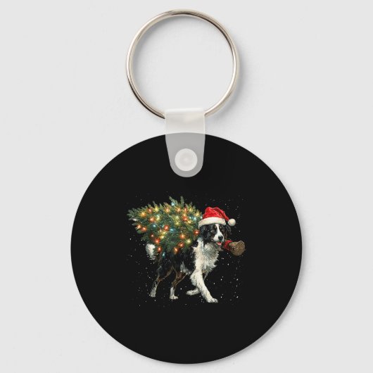 Cute Border Collie Dog In A Christmas Tree For Men Sleutelhanger (Voorkant)