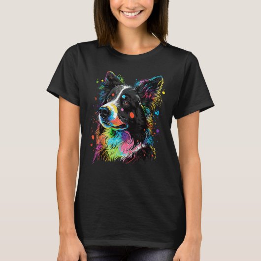 Cute Border Collie Dog on Border Collie 2 T-shirt (Voorkant)
