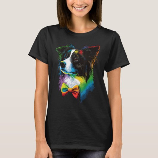 Cute Border Collie Dog on Border Collie Lover T-shirt (Voorkant)