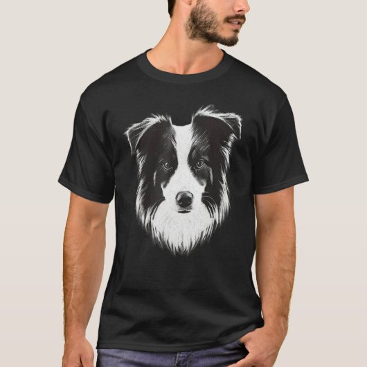 Cute Border Collie Face Design T-shirt (Voorkant)
