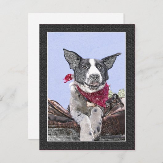 Cute Border Collie Heeler Mix Dog Sketch Art Hallo Briefkaart (Voorkant / Achterkant)