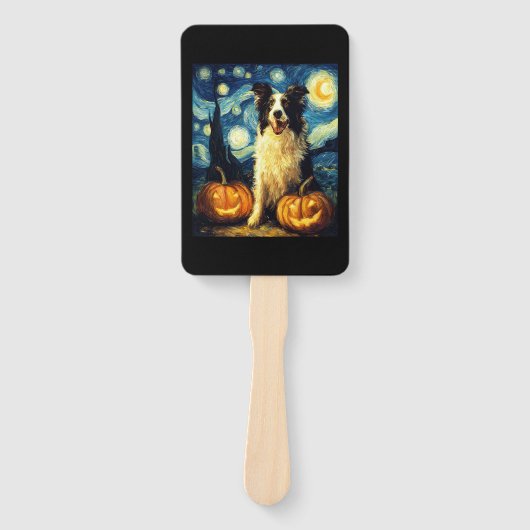 Cute Border Collie-hond Halloween Jack O Lantern P Handwaaier (Voorkant)