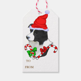 Cute Border Collie Kerstmis Cadeaulabel