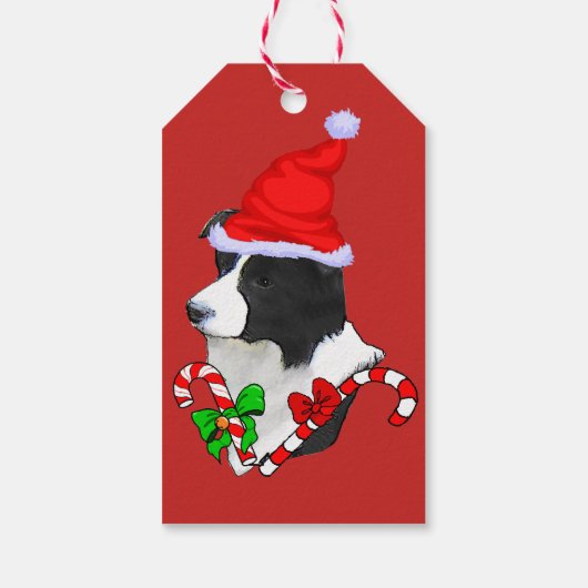 Cute Border Collie Kerstmis Cadeaulabel (Achterkant)
