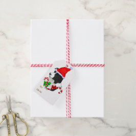 Cute Border Collie Kerstmis Cadeaulabel