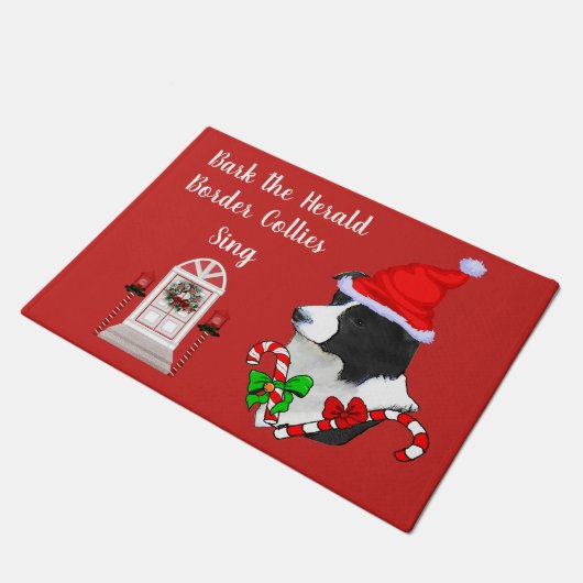 Cute Border Collie Kerstmis Deurmat (Schuin)