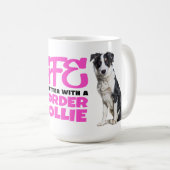 Cute Border Collie Lover Black White Puppy Dog Koffiemok (Voorkant rechts)