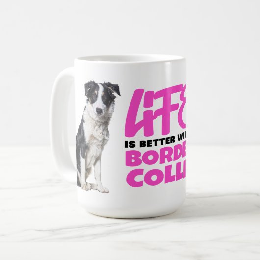 Cute Border Collie Lover Black White Puppy Dog Koffiemok (Voorkant links)