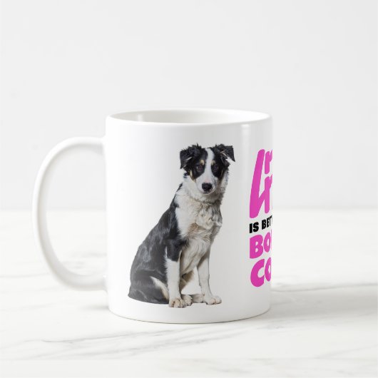 Cute Border Collie Lover Black White Puppy Dog Koffiemok (Links)