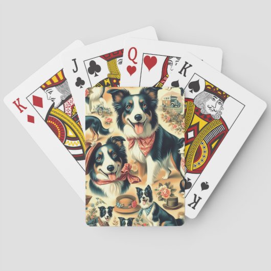 Cute Border Collie Naadloos Pokerkaarten (Achterkant)