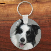 Cute Border Collie Photo Portrait Sleutelhanger (Voorkant)