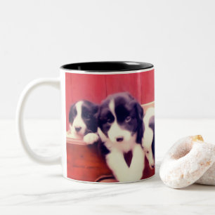 Cute Border Collie Puppies Animal Art Tweekleurige Koffiemok
