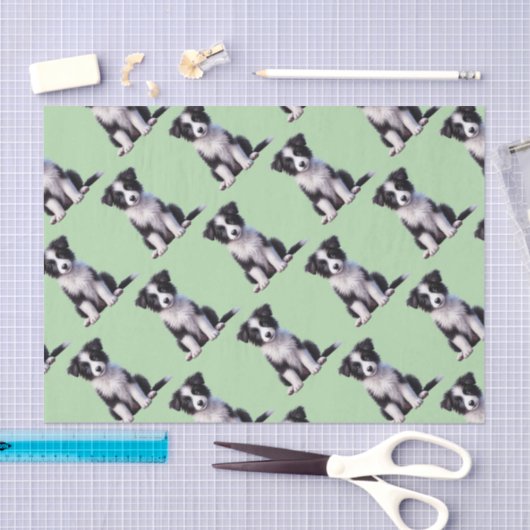 Cute Border Collie Puppy Tissuepapier (Craft)