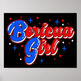 Cute Boricua Girl Puerto Rico Glitter Poster