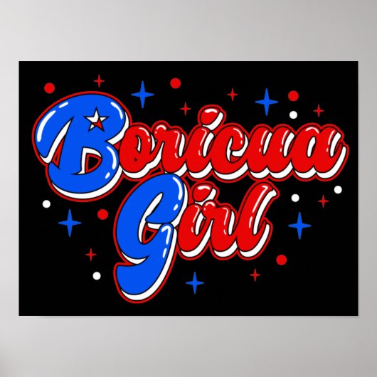 Cute Boricua Girl Puerto Rico Glitter Poster (Voorkant)