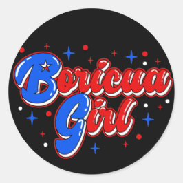 Cute Boricua Girl Puerto Rico Glitter Sticker
