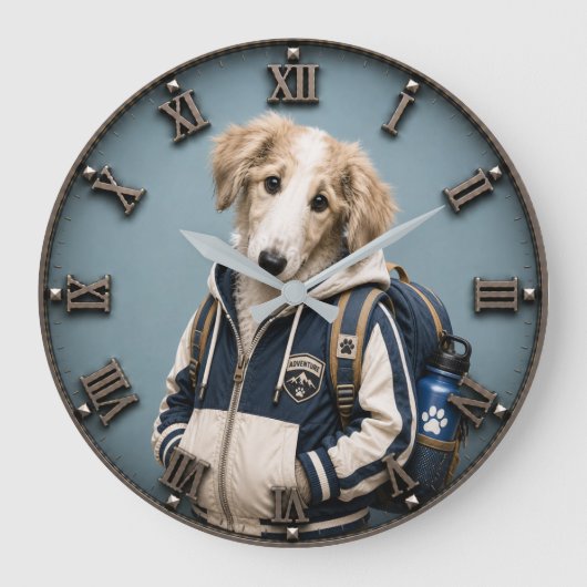 Cute Borzoi Puppy Grote Klok (Voorkant)