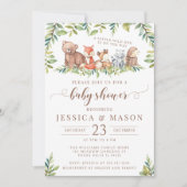 Cute bos bosbaba jongensfeest uitnodiging (Voorkant)