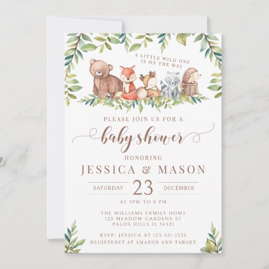 Cute bos bosbaba jongensfeest uitnodiging (Voorkant)