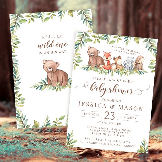 Cute bos bosbaba jongensfeest uitnodiging