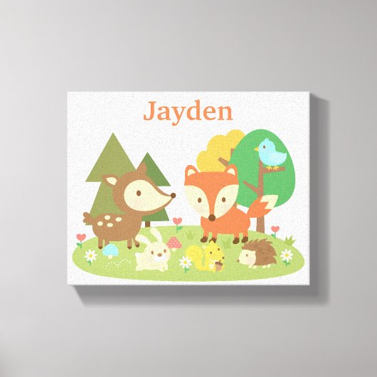 Cute bos bosdier kinderkamer muurdecoratie canvas afdruk (Voorkant)