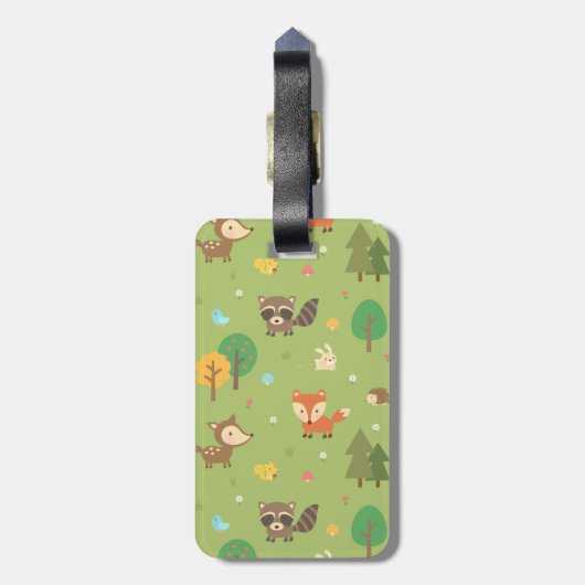 Cute bos bosdierpatroon voor kinderen bagagelabel (Achterkant verticaal)