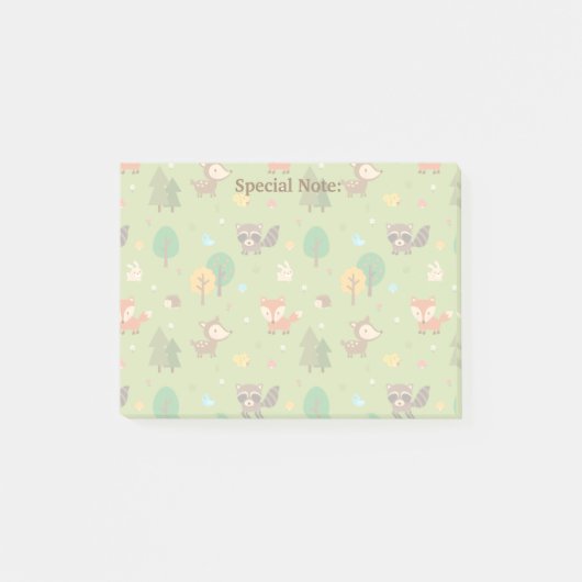 Cute bos bosdierpatroon voor kinderen post-it® notes (Voorkant)