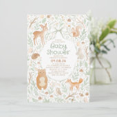 Cute Bos Dieren Baby Shower Kaart (Staand voorkant)