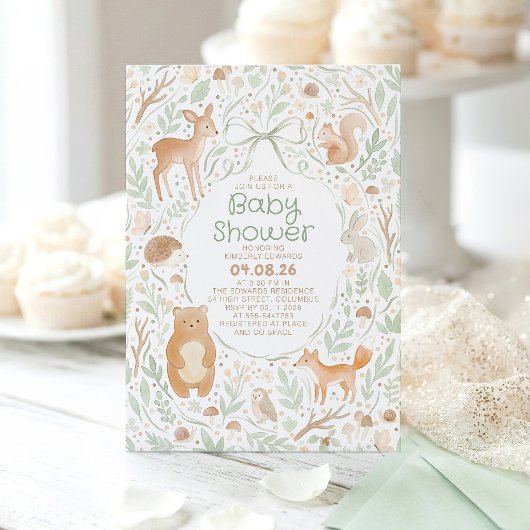 Cute Bos Dieren Baby Shower Kaart