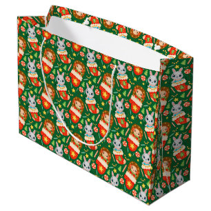 Cute bos Kerst Dieren, Wanten, Mitte Groot Cadeauzakje