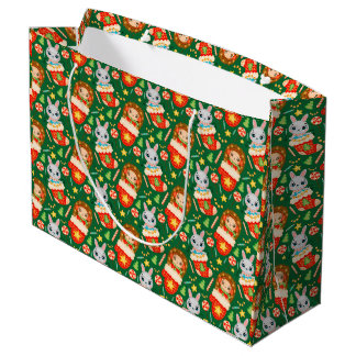 Cute bos Kerst Dieren, Wanten, Mitte Groot Cadeauzakje