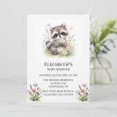 Cute bosbaby wasbeer babyshower kaart (Staand voorkant)