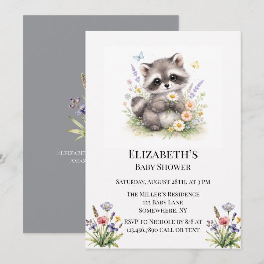 Cute bosbaby wasbeer babyshower kaart (Voorkant / Achterkant)