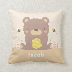 Cute bosbeer en bijen kinderkamer decor kussen