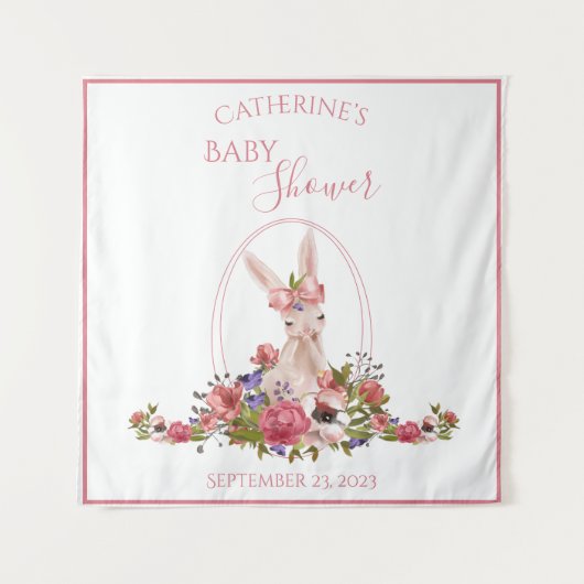 Cute Bosdier Konijn Bloem Naam Wandkleed (Voorkant)