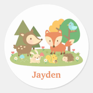 Cute bosdier voor kinderen ronde sticker
