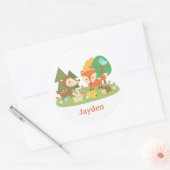 Cute bosdier voor kinderen ronde sticker (Envelop)
