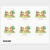 Cute bosdier voor kinderen ronde sticker (Vel)