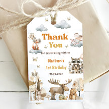 Cute bosdieren 1e verjaardagsfeestje cadeautags