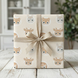Cute bosdieren baby shower cadeaupapier
