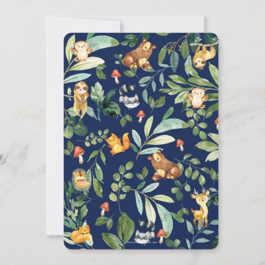 Cute Bosdieren Baby Shower Geslacht Neutraal Kaart (Achterkant)