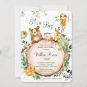 Cute Bosdieren Baby Shower Geslacht Neutraal Kaart (Voorkant)