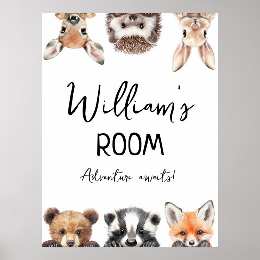 Cute bosdieren babykamer poster (Voorkant)